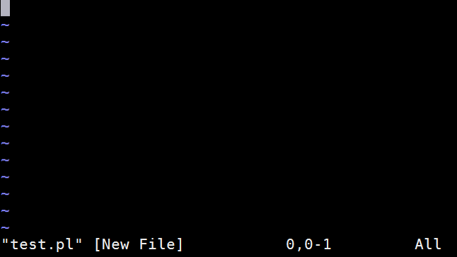 A screentshot of the vi test.pl.